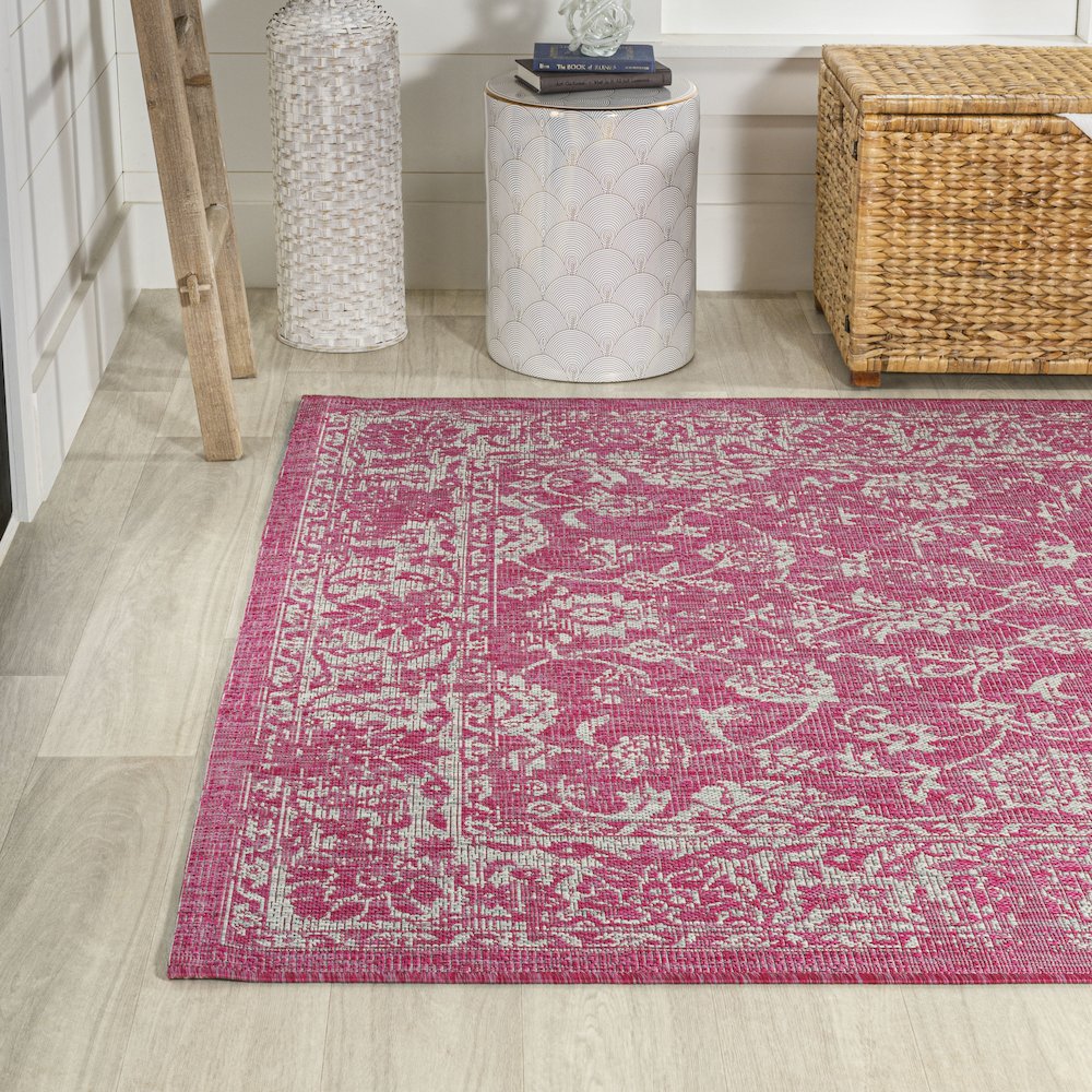 Tela Bohemian Textured Weave Floral Indoor/Outdoor Area Rug