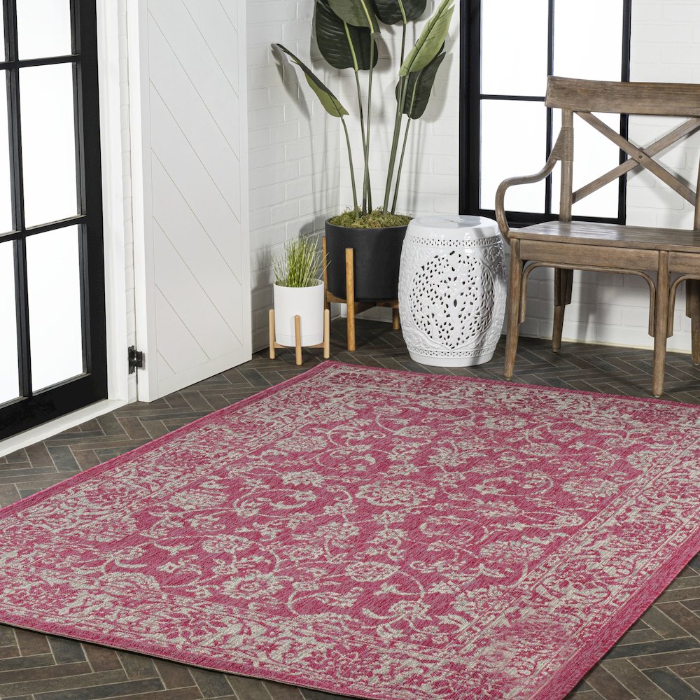 Tela Bohemian Textured Weave Floral Indoor/Outdoor Area Rug