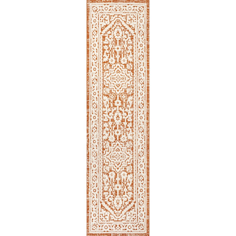Sinjuri Medallion Textured Weave Indoor/Outdoor Area Rug