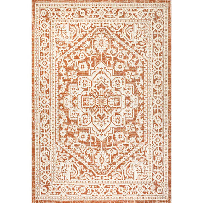 Sinjuri Medallion Textured Weave Indoor/Outdoor Area Rug