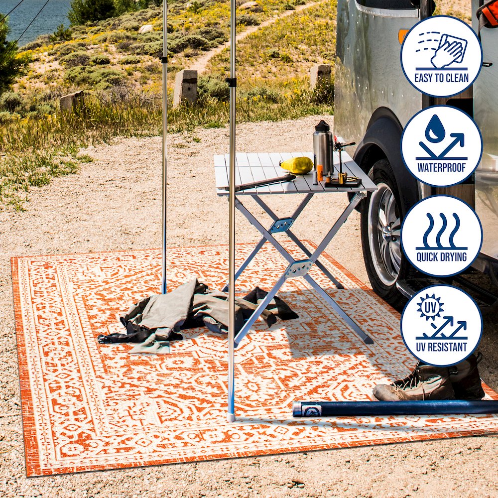 Sinjuri Medallion Textured Weave Indoor/Outdoor Area Rug