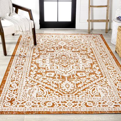 Sinjuri Medallion Textured Weave Indoor/Outdoor Area Rug