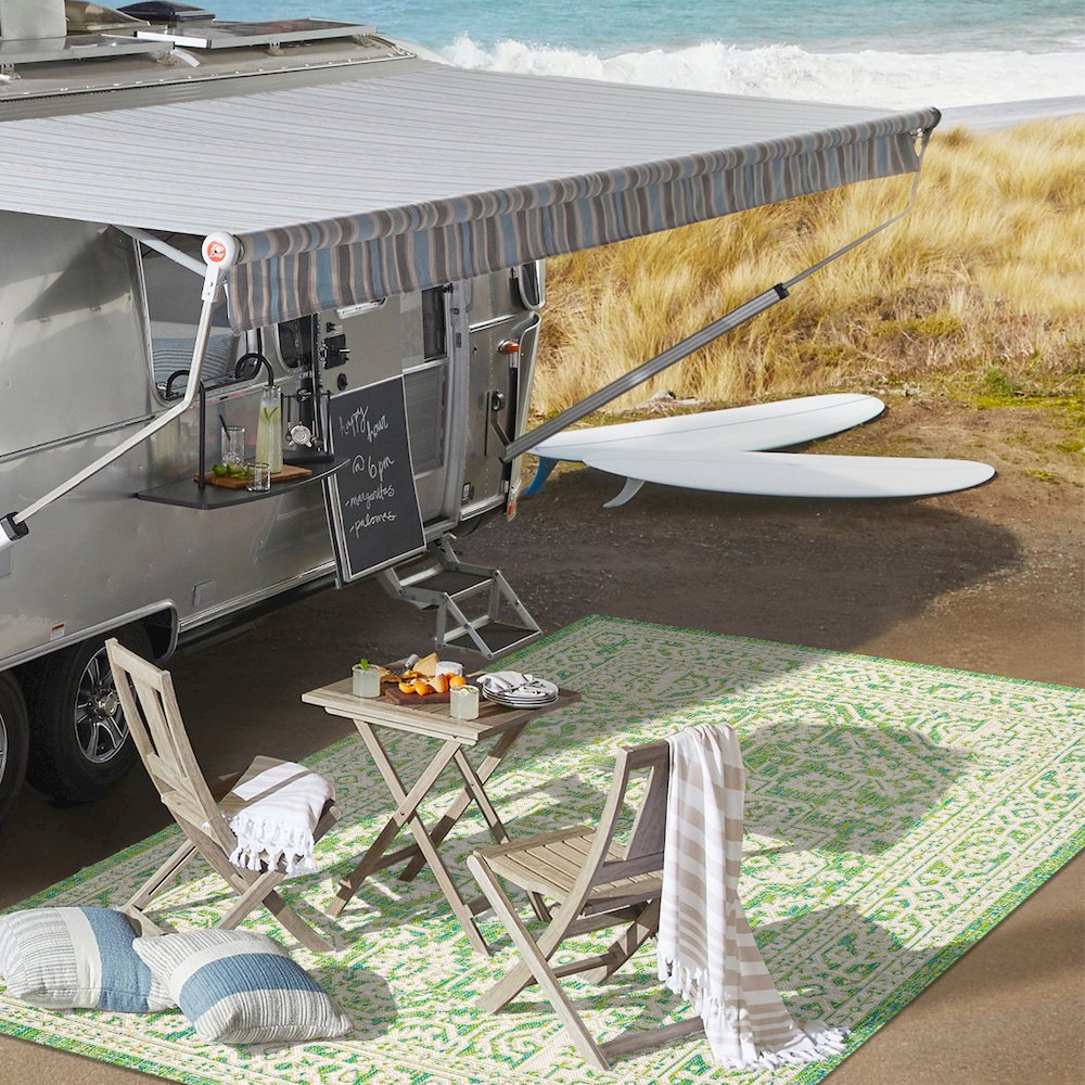 Sinjuri Medallion Textured Weave Indoor/Outdoor Area Rug