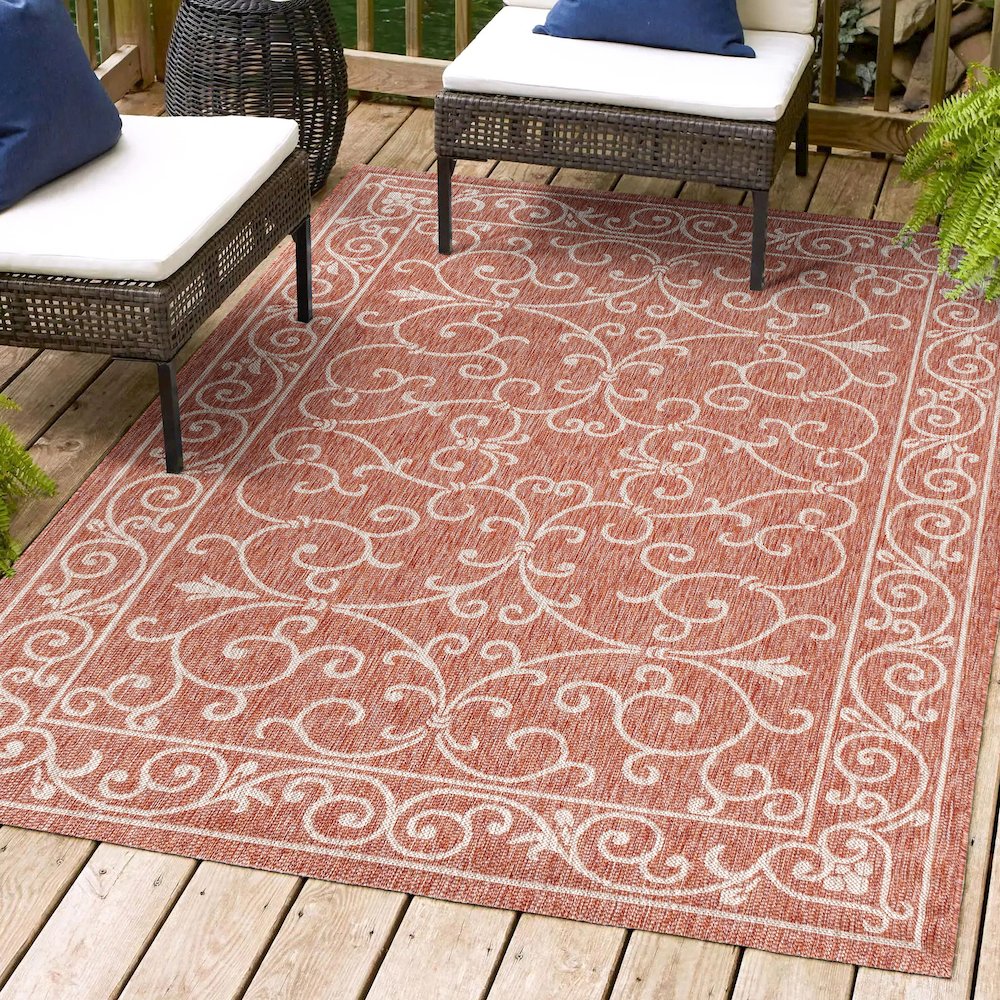 Charleston Vintage Filigree TetuWeave Red   Indoor/Outdoor  Rug