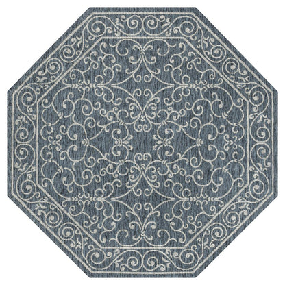 Charleston Vintage Filigree Textured Weave Beige/Brown Indoor/Outdoor Area Rug