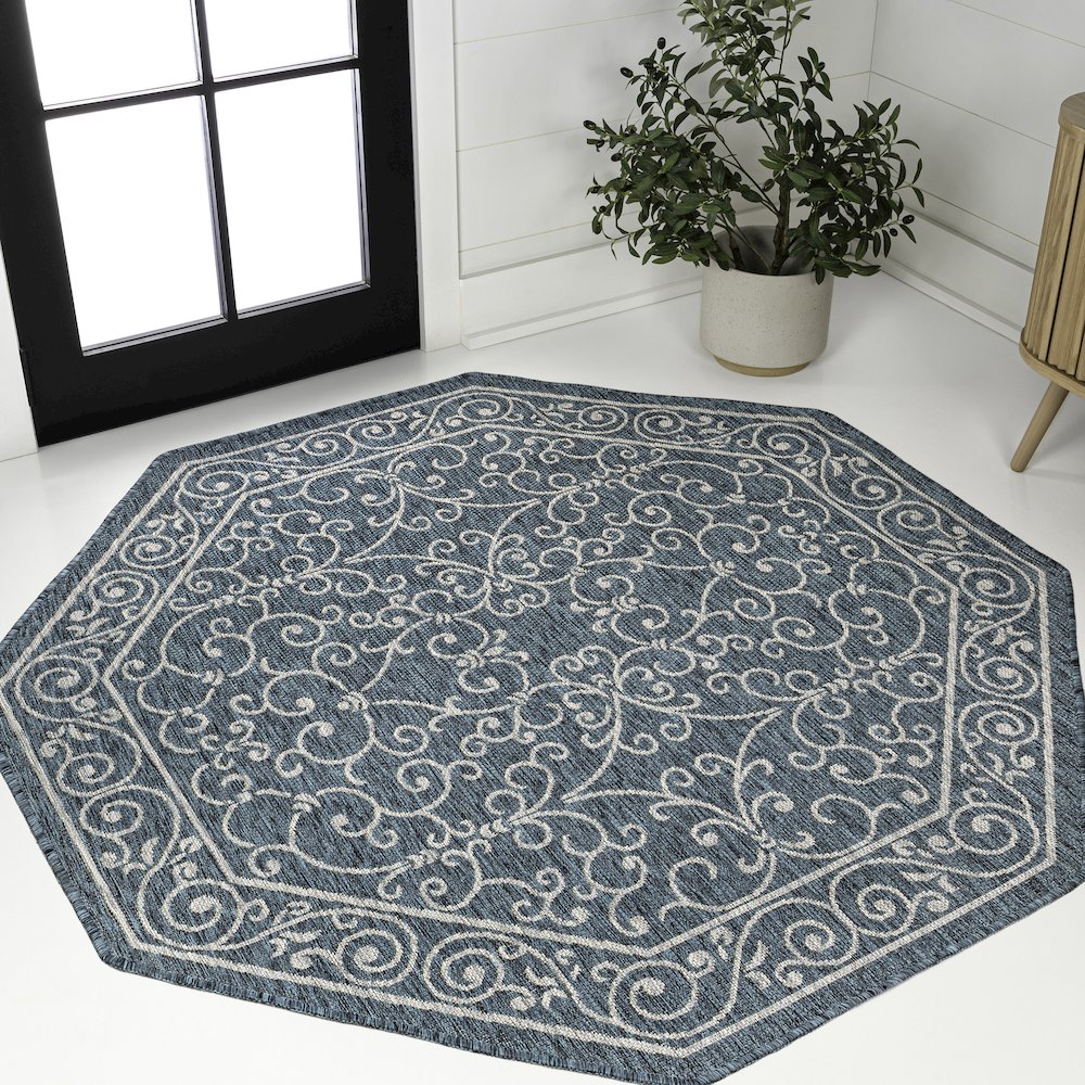 Charleston Vintage Filigree Textured Weave Beige/Brown Indoor/Outdoor Area Rug