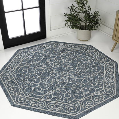 Charleston Vintage Filigree Textured Weave Beige/Brown Indoor/Outdoor Area Rug