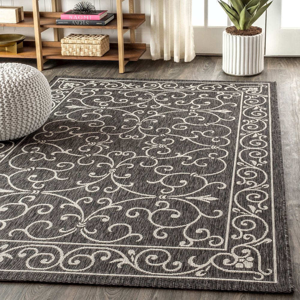 Charleston Vintage Filigree Textured Weave Indoor/Outdoor Area Rug