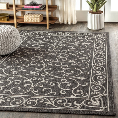 Charleston Vintage Filigree Textured Weave Indoor/Outdoor Area Rug