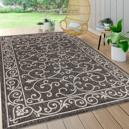 Charleston Vintage Filigree Textured Weave Indoor/Outdoor Area Rug