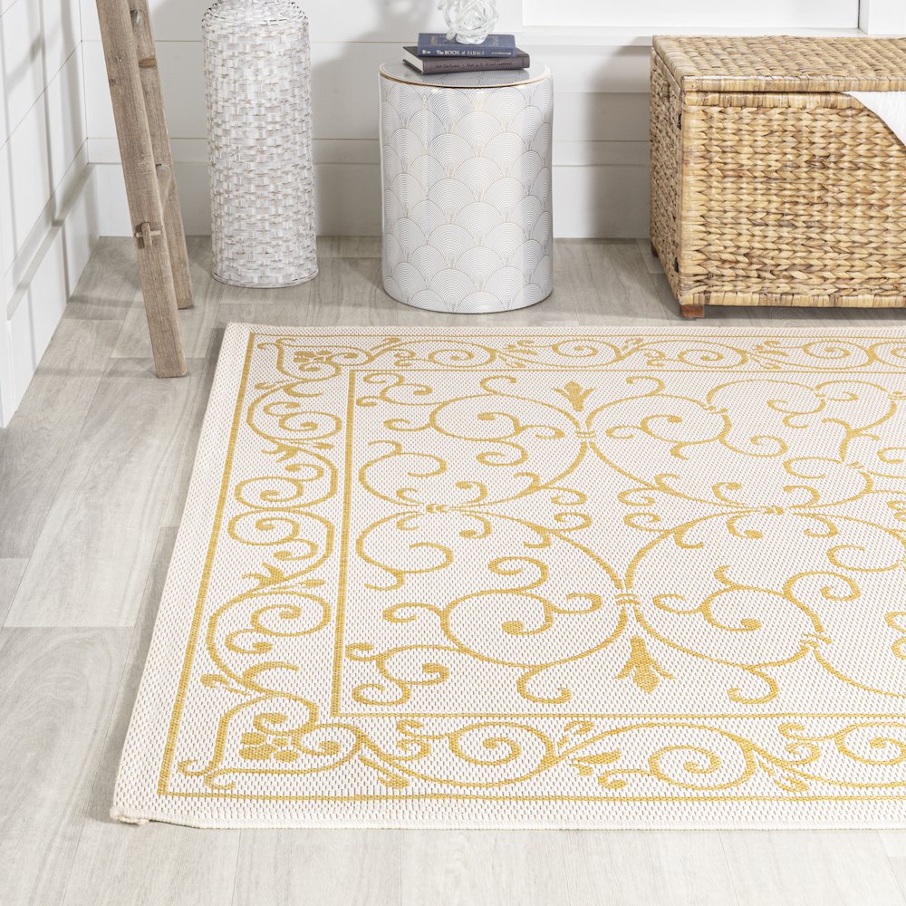 Charleston Vintage Filigree Textured Weave Indoor/Outdoor Area Rug