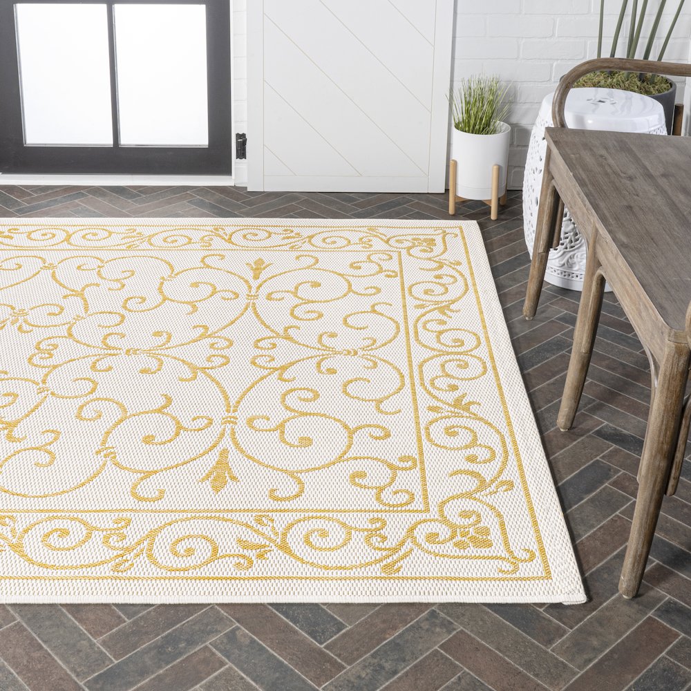 Charleston Vintage Filigree Textured Weave Indoor/Outdoor Area Rug