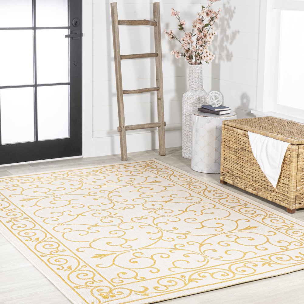 Charleston Vintage Filigree Textured Weave Indoor/Outdoor Area Rug