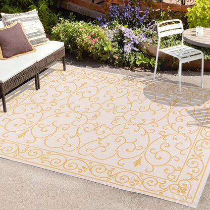 Charleston Vintage Filigree Textured Weave Indoor/Outdoor Area Rug