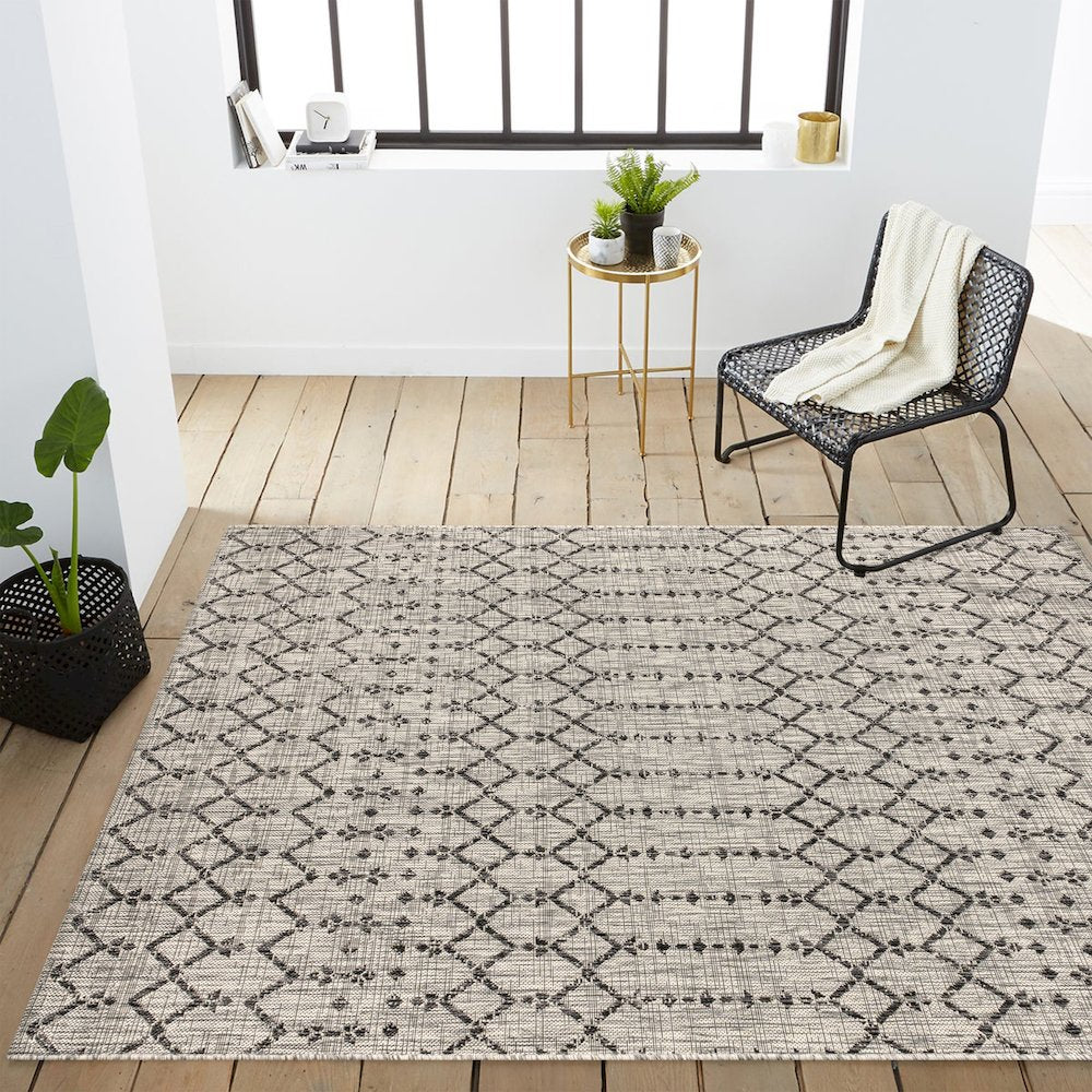 Ourika Moroccan Geometric Textured Weave Indoor/Outdoor Area Rug