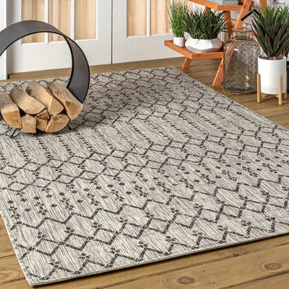Ourika Moroccan Geometric Textured Weave Indoor/Outdoor Area Rug