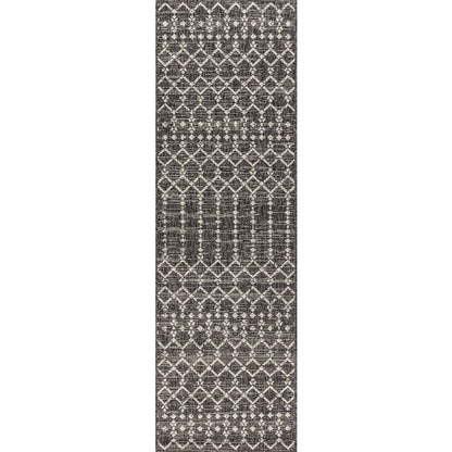 Ourika Moroccan Geometric Textured Weave Indoor/Outdoor Runner Rug