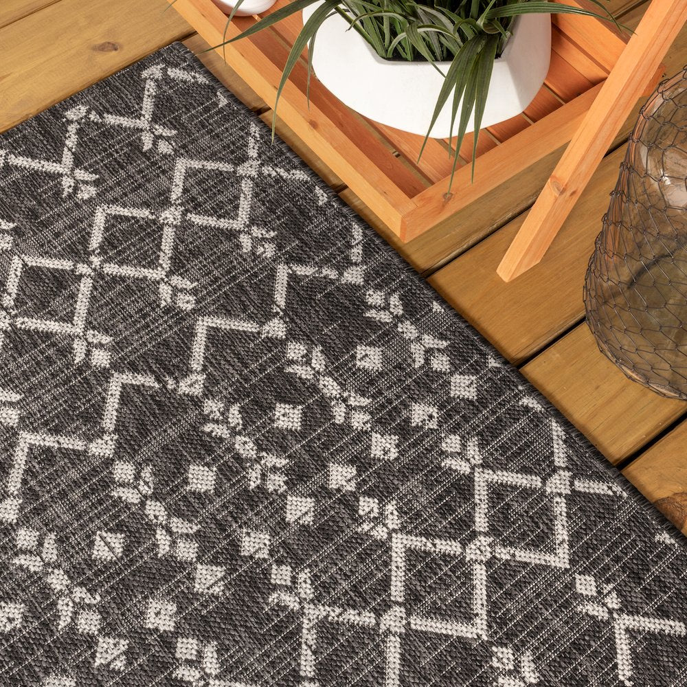 Ourika Moroccan Geometric Textured Weave Indoor/Outdoor Runner Rug