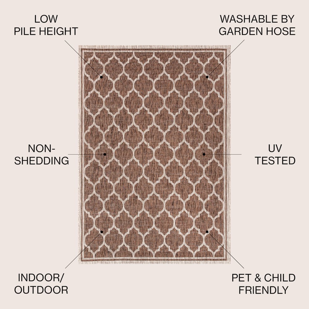 Trebol Moroccan Trellis TetuWeave Espresso/TaupeIndoor/Outdoor  Rug