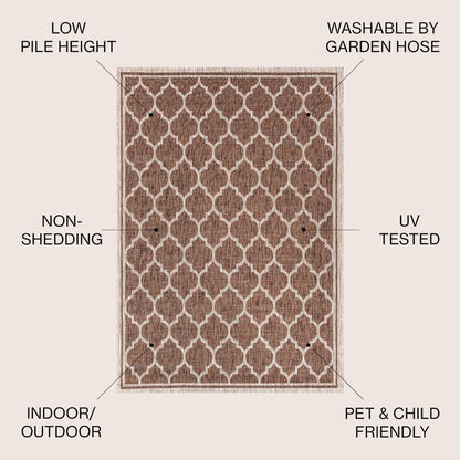 Trebol Moroccan Trellis TetuWeave Espresso/TaupeIndoor/Outdoor  Rug