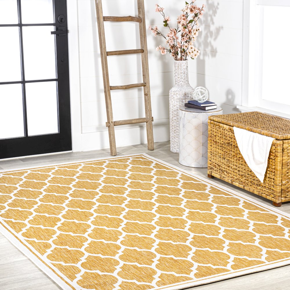 Trebol Moroccan Trellis Textured Weave Indoor/Outdoor Area Rug