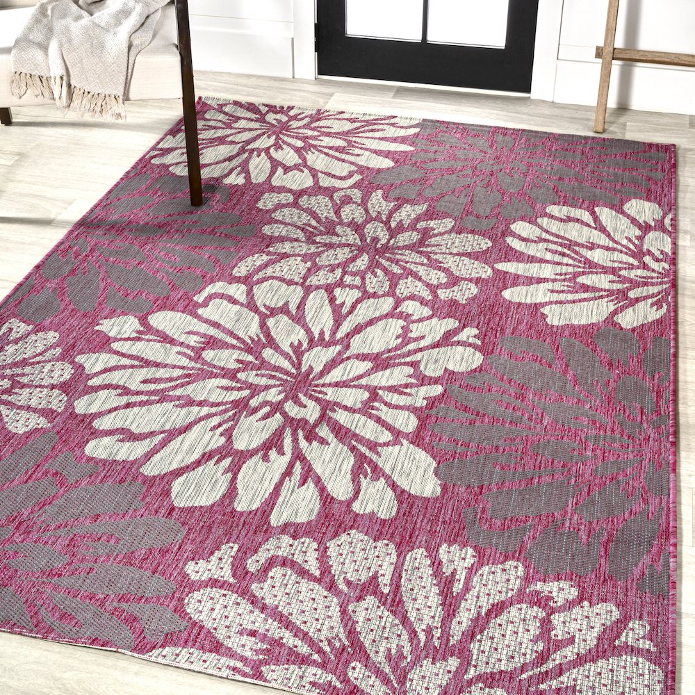 Zinnia Modern Floral Textured Weave Indoor/Outdoor Area Rug