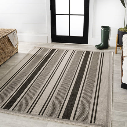 Haynes Modern Double Stripe Indoor/Outdoor Area Rug
