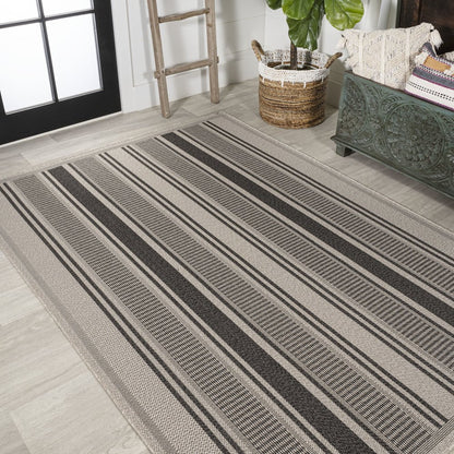 Haynes Modern Double Stripe Indoor/Outdoor Area Rug