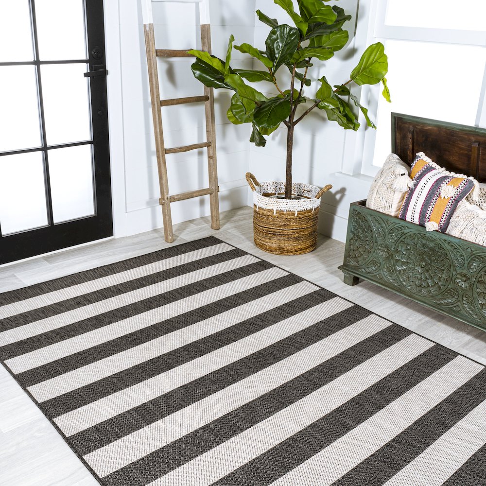 Negril Two Tone Wide Stripe Indoor/Outdoor Area Rug