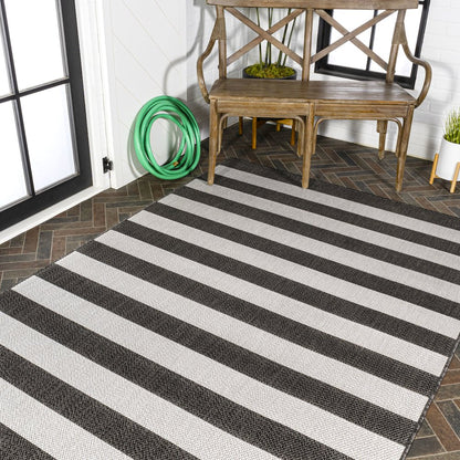Negril Two Tone Wide Stripe Indoor/Outdoor Area Rug