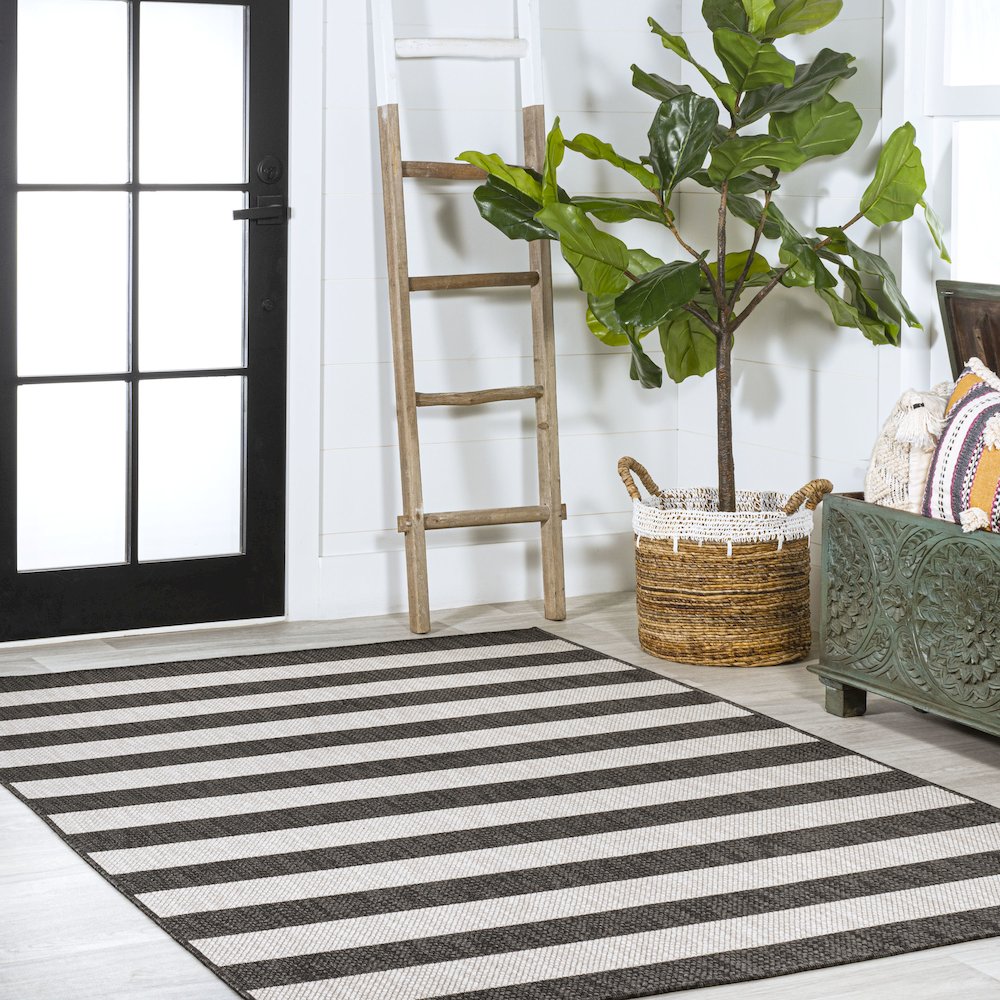 Negril Two Tone Wide Stripe Indoor/Outdoor Area Rug