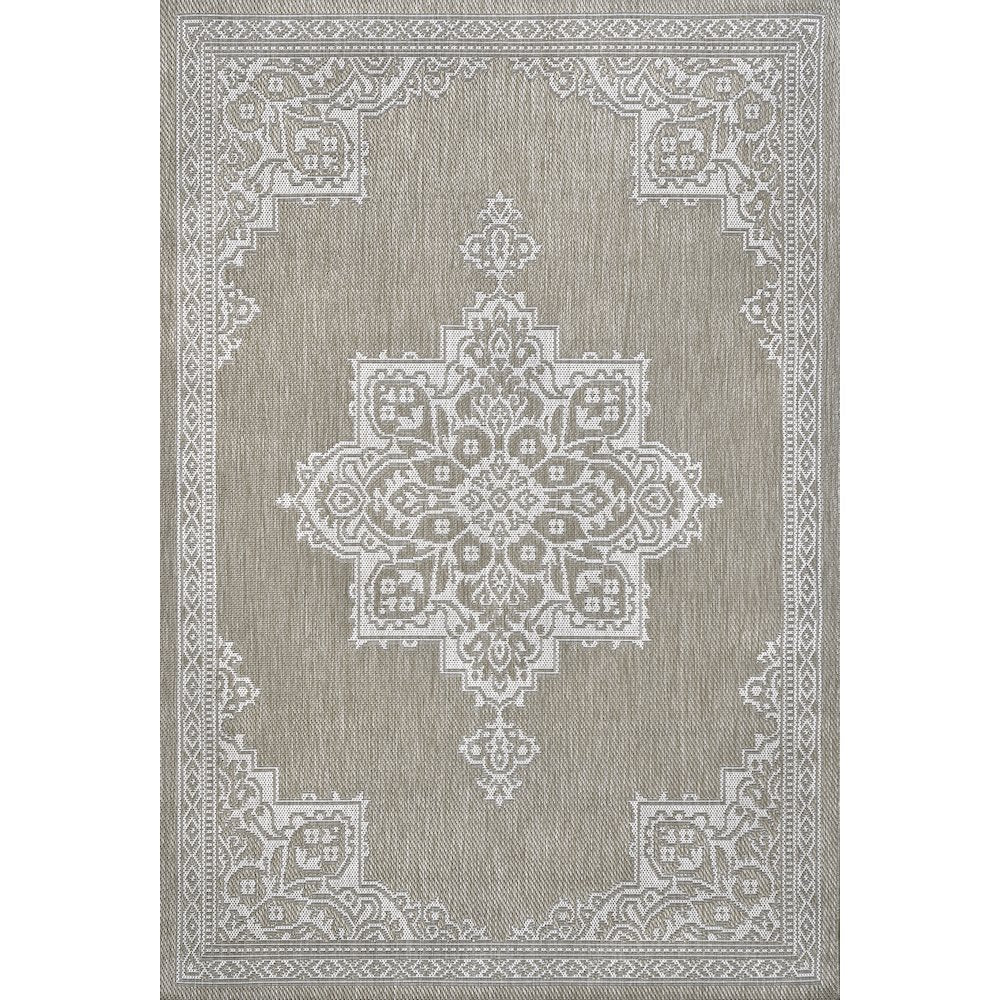 Arden Vintage Casual Medallion Beige/Cream 4 ft. x 6 ft. Indoor/Outdoor Area Rug