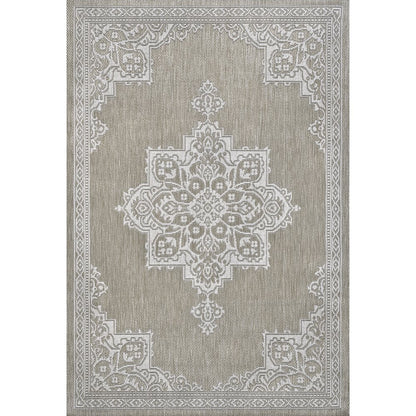 Arden Vintage Casual Medallion Beige/Cream 4 ft. x 6 ft. Indoor/Outdoor Area Rug