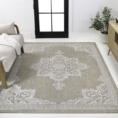Arden Vintage Casual Medallion Beige/Cream 4 ft. x 6 ft. Indoor/Outdoor Area Rug