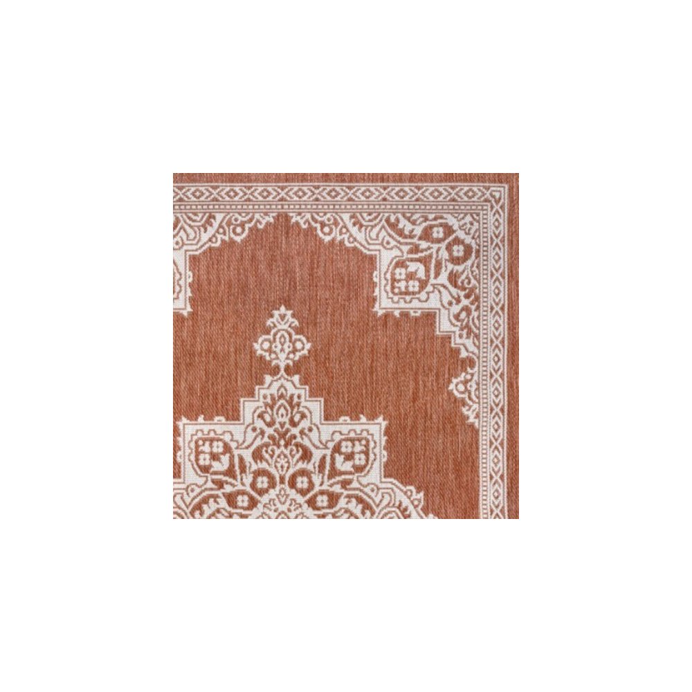 Arden Vintage Casual Medallion Terra/Cream 3 ft. x 5 ft. Indoor/Outdoor Area Rug