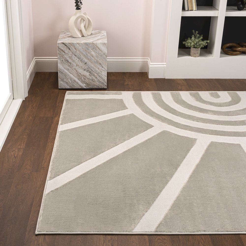Aelius Midcentury Scandinavian Abstract Sun Two-Tone High-Low Area Rug
