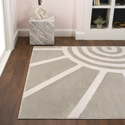 Aelius Midcentury Scandinavian Abstract Sun Two-Tone High-Low Area Rug
