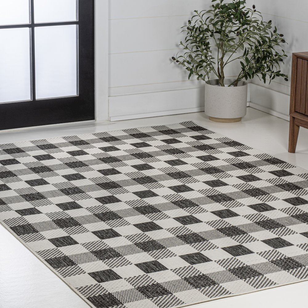 Darcy Traditional Geometric Bold Gingham Indoor/Outdoor Area Rug