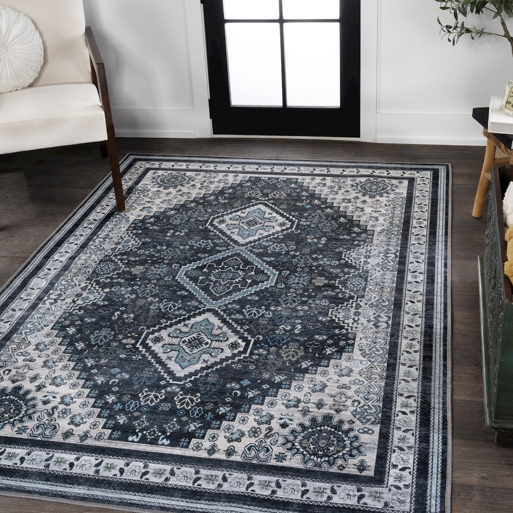 Dalyan Geometric Medallions Machine-Washable Area Rug