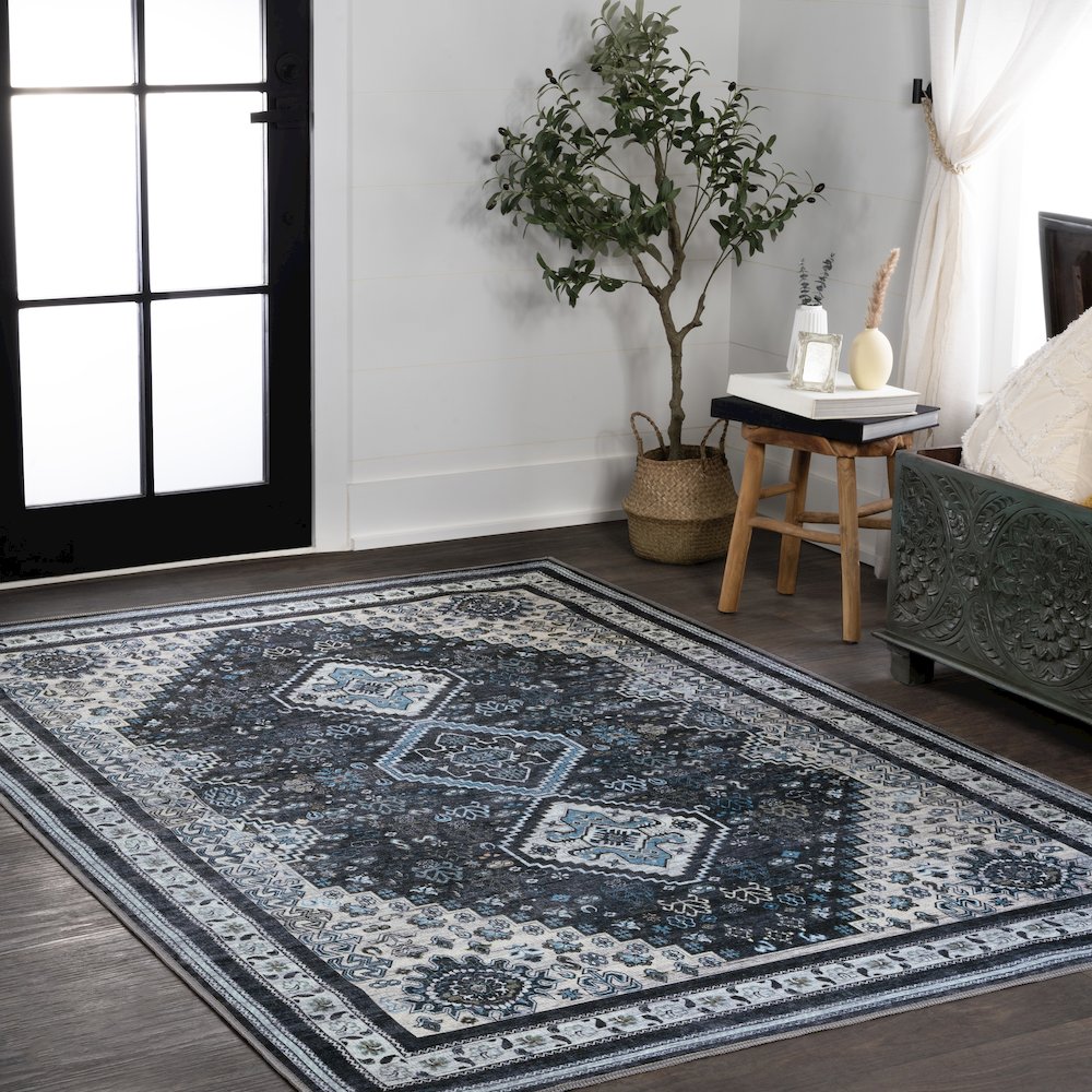 Dalyan Geometric Medallions Machine-Washable Area Rug