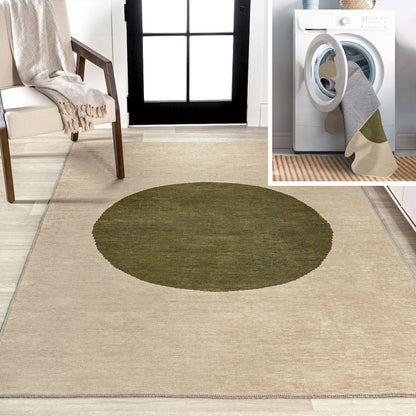 Cirkel Minimalist Geometric Dot Machine Washable Area Rug