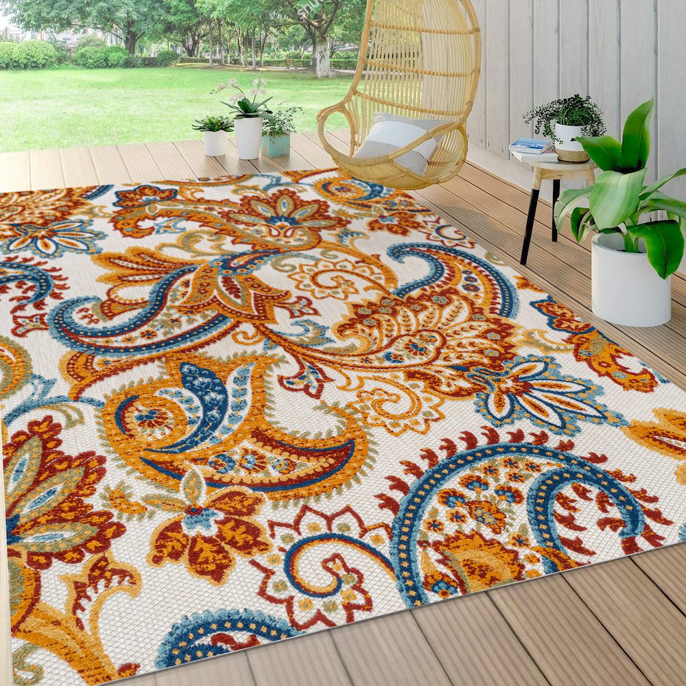 Gordes Paisley High-Low Indoor/Outdoor Area Rug