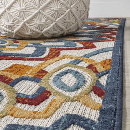 Flora Abstract Bold Mandala High-Low Indoor/Outdoor Area Rug