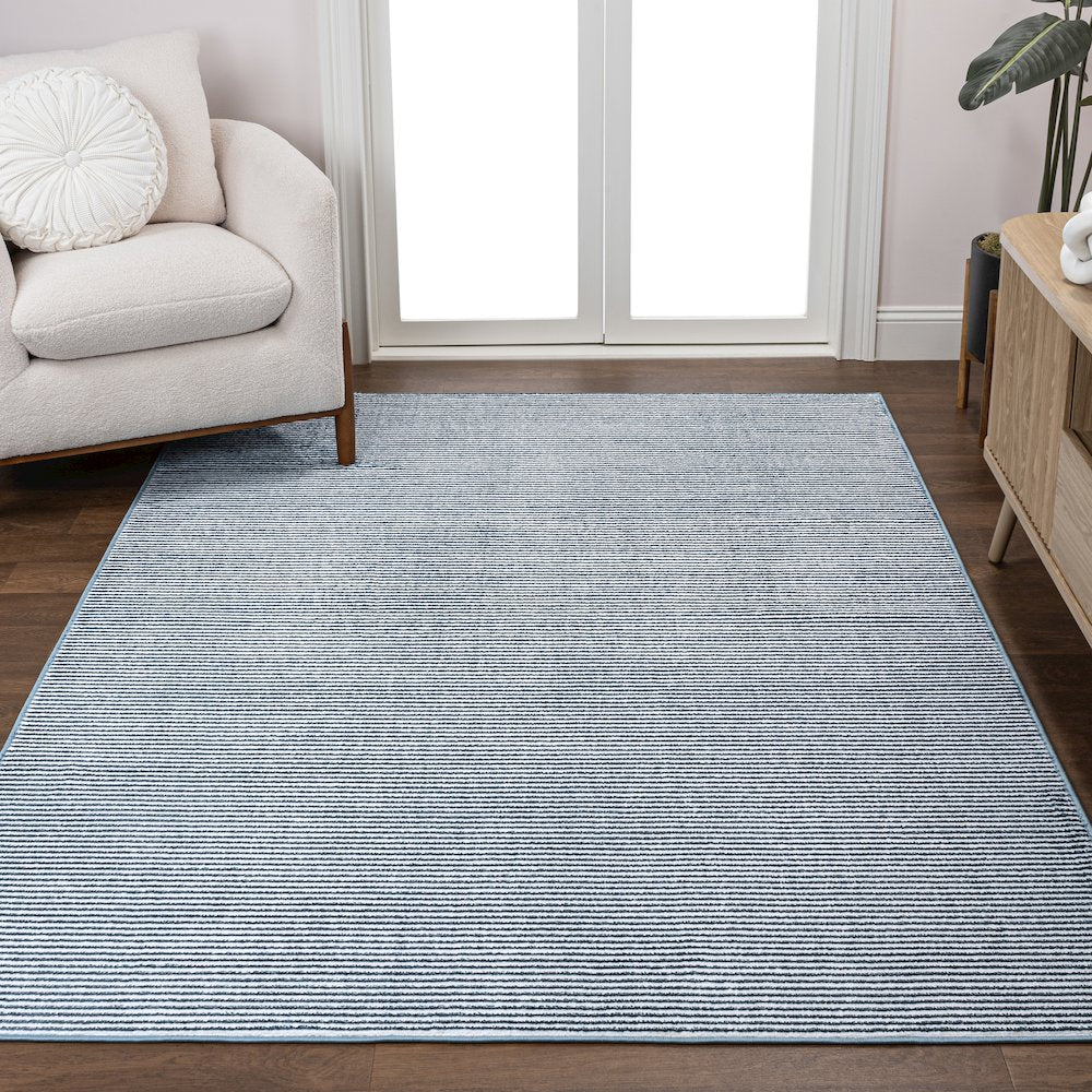 Cole Modern Minimalist Pinstripe High-Low Area Rug