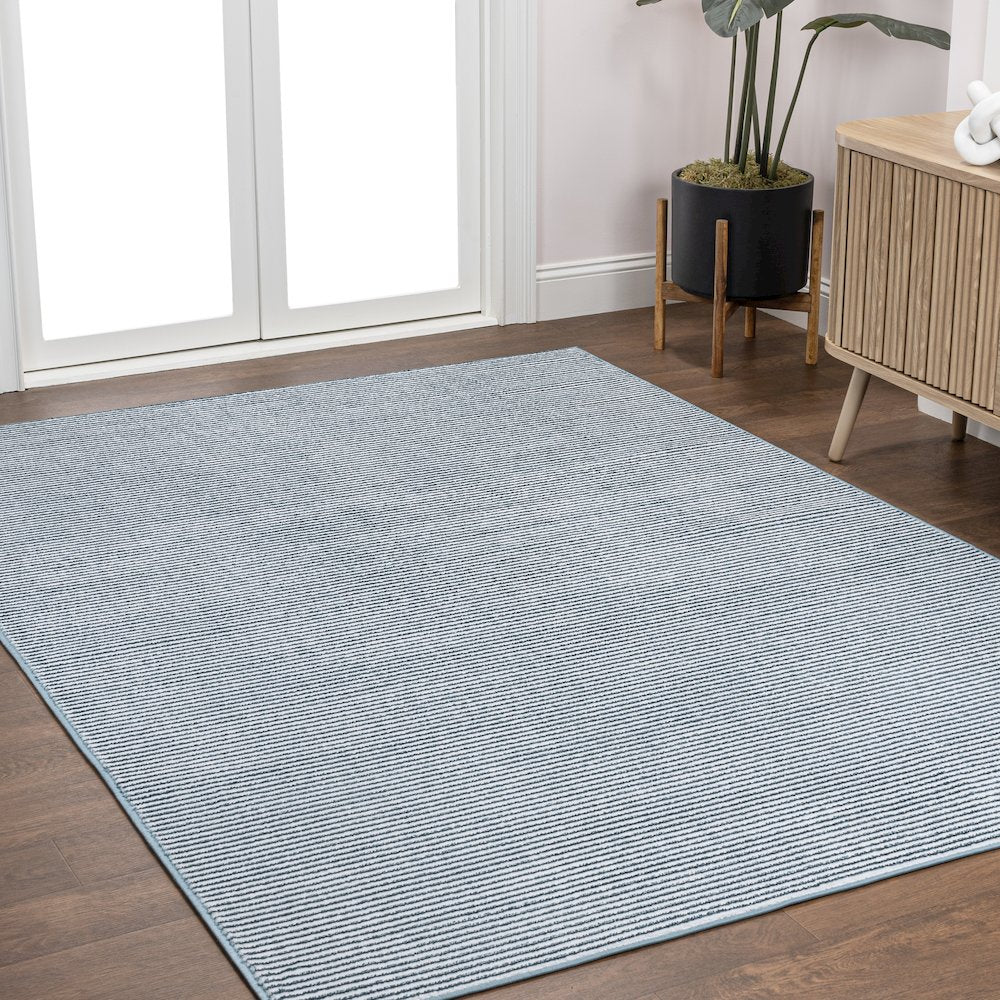 Cole Modern Minimalist Pinstripe High-Low Area Rug