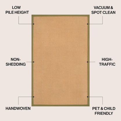 Camden Farmhouse Cottage Border Jute Natural/Olive 5 ft. x 8 ft. Area Rug