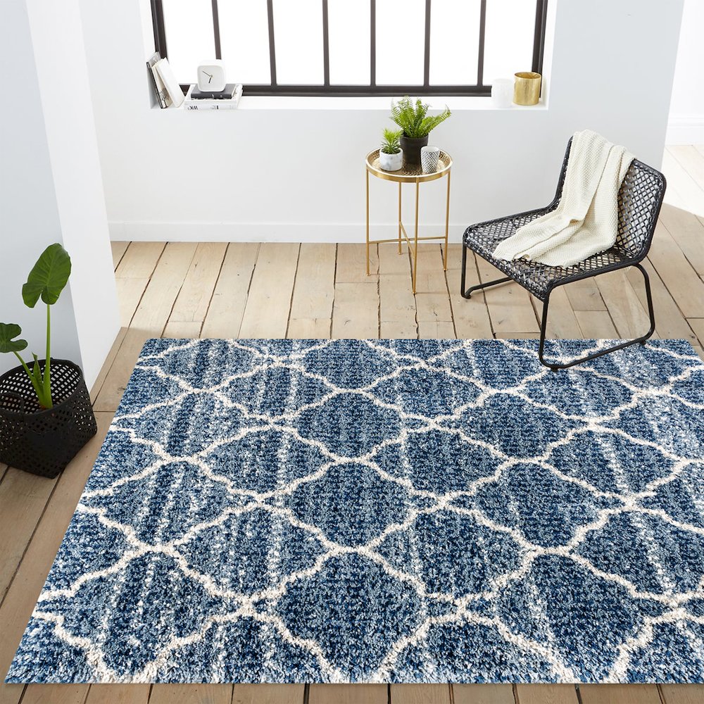 Susa Ogee Moroccan Trellis Shag Area Rug