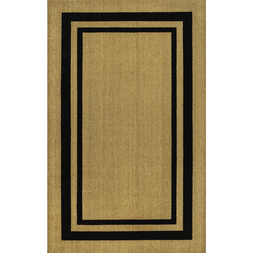 Blaire Classic Double Border Natural/Black 5 ft. x 8 ft. Indoor/Outdoor Area Rug