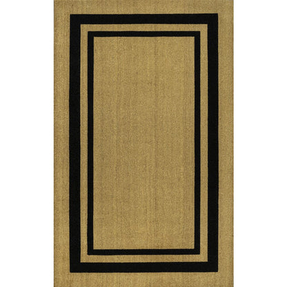Blaire Classic Double Border Natural/Black 5 ft. x 8 ft. Indoor/Outdoor Area Rug