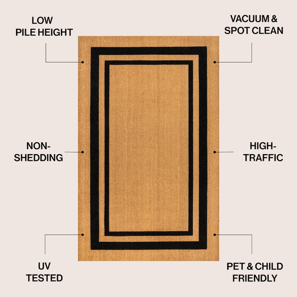 Blaire Classic Double Border Natural/Black 5 ft. x 8 ft. Indoor/Outdoor Area Rug